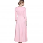 ZAFUL Women Pink Party Dress A-line Vintage Dress High Waist 3/4 Sleeves Big Swing Elegant Feminino Vestidos Formal Club Dresses