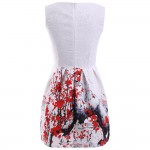 ZAFUL Women Plum Flower Vintage Dress O Neck Sleeveless A-Line Floral Feminino Vestidos S~XL Party Swing Rockabilly 50S Dresses