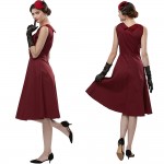 ZAFUL Women Plus Size S~4XL Cotton Stretchy Vintage Dress Sleeveless Retro Rockabilly Audrey Hepburn Big Hem Feminino Vestidos 