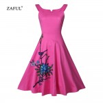 ZAFUL Women Summer Cotton Embroidery Vintage Dress Elegant Retro Audrey White Dress Plus Size 4XL Party Swing Feminino Vestidos 