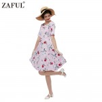 ZAFUL Women plus size clothing Audrey hepburn 50s Vintage Flower Print robe pink feminino Ball Gown Party Retro Dress Vestidos