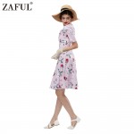 ZAFUL Women plus size clothing Audrey hepburn 50s Vintage Flower Print robe pink feminino Ball Gown Party Retro Dress Vestidos