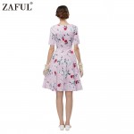 ZAFUL Women plus size clothing Audrey hepburn 50s Vintage Flower Print robe pink feminino Ball Gown Party Retro Dress Vestidos