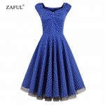 ZAFUL Women summer Retro Vintage dress Big swing Party Robe Rockabilly 50s Dress Plus Size Cotton feminine Vestidos Voile hem