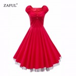 ZAFUL Women summer Retro Vintage dress Big swing Party Robe Rockabilly 50s Dress Plus Size Cotton feminine Vestidos Voile hem