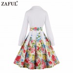 ZAFUL vintage dress white floral print party dresses style 1950s retro dresses vestido de festa luxury rockabilly dress 2018