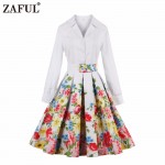 ZAFUL vintage dress white floral print party dresses style 1950s retro dresses vestido de festa luxury rockabilly dress 2018