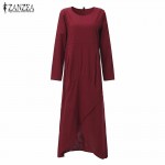 ZANZEA New 2017 Autumn Fashion Womens Cotton Dress Long Sleeve Asymmetrical Dresses Vintage Maxi Vestidos Plus Size S-5XL