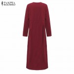 ZANZEA New 2017 Autumn Fashion Womens Cotton Dress Long Sleeve Asymmetrical Dresses Vintage Maxi Vestidos Plus Size S-5XL