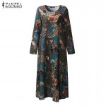 ZANZEA Retro Women Floral Print Maxi Long Kaftan Dress 2017 Lady Long Sleeve Loose Casual Oversized Baggy Dresses Robe Vestidos