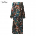 ZANZEA Retro Women Floral Print Maxi Long Kaftan Dress 2017 Lady Long Sleeve Loose Casual Oversized Baggy Dresses Robe Vestidos