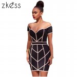 ZKESS 2017 women Black Nude Trim Bodycon Off Shoulder Dress Elegant Party Dresses Sexy Mini Pencil Club Bodycon Dress LC22974