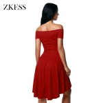 ZKESS Elegant Women 2017 for Party Dresses Sexy Off Shoulder Burgundy All The Rage Skater Dress Vestidos de Festa LC61346