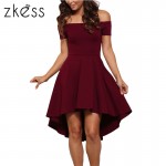 ZKESS Elegant Women 2017 for Party Dresses Sexy Off Shoulder Burgundy All The Rage Skater Dress Vestidos de Festa LC61346