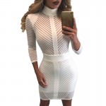 ZKESS Spring 2017 Office Ladies Bodycon dress Sexy/Black White Sight to See Striped Zip Dress Vestidos Branco Curto LC22860