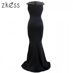 ZKESS women long Dress 2017 Black sexy Off the Shoulder Sheer Stripe Fishtail Prom formal Gown party Elegant Vestidos LC61084