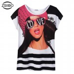 ZSIIBO Original design 3D Print Summer T-Shirt Women Casual White O-Neck Short Sleeve Tops Ladies Clothing Plus-Size KaTx06