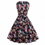 Zaful Plus Size Vintage Women Summer Dress Noble 1950s 60s  O-Neck Sleeveless Cotton Flower Print Formal Dress Vestidos