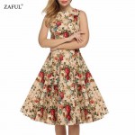 Zaful Retro PinUp Tutu Dresses Hepburn 50s 60s Rockabilly Robe Floral Print Dress Vintage Women feminino Vestidos Swing dresses