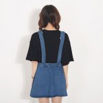 Z&KOZE Wash Out Denim Jeans Hollow Out Spaghetti Strap Jeans Dress Kawaii Preppy Style Woman Denim Sundresses Vestidos