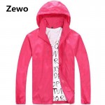 Zewo Plus Size Casual Zipper Jacket Coat Women Fashion 2017 Spring Autumn Waterproof Hooded Windbreaker Sun Clothing Men Coats