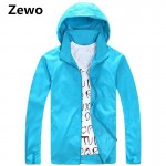 Zewo Plus Size Casual Zipper Jacket Coat Women Fashion 2017 Spring Autumn Waterproof Hooded Windbreaker Sun Clothing Men Coats