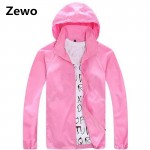 Zewo Plus Size Casual Zipper Jacket Coat Women Fashion 2017 Spring Autumn Waterproof Hooded Windbreaker Sun Clothing Men Coats