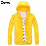 Zewo Plus Size Casual Zipper Jacket Coat Women Fashion 2017 Spring Autumn Waterproof Hooded Windbreaker Sun Clothing Men Coats