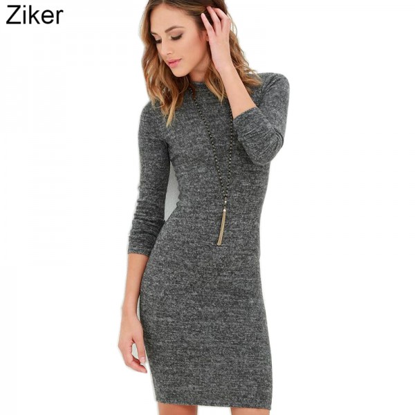 Ziker Brand Winter Women Warm Dresses Long Sleeve Slim Bodycon Warm Casual Dress Sexy Mini Autumn Dress vestidos