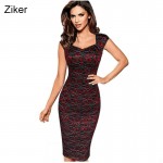 Ziker Brand Womens Sexy Elegant Summer Floral Flower Lace Cap Sleeve Slim Casual Party Fitted Sheath Bodycon Dress vestidos 4XL