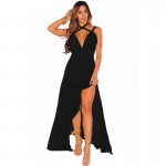 Zkess Long Dress 2017 Summer Sexy Women Maxi Dress Black Beach Multiway Bridesmaid Crisscross Halter Dresses Robe Longue LC61216