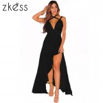 Zkess Long Dress 2017 Summer Sexy Women Maxi Dress Black Beach Multiway Bridesmaid Crisscross Halter Dresses Robe Longue LC61216