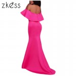 Zkess Ruffle Off Shoulder Maxi Bodycon Party Dress Sexy Backless Long Dresses 2017 Elegant Mermaid Gown Vestido de festa LC61525