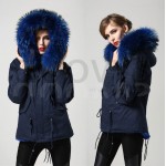 blue warm winter Mrs fur coat parka with big real raccoon fur collar jacket hood outerwear factory price Direct Manufacturer