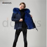 blue warm winter Mrs fur coat parka with big real raccoon fur collar jacket hood outerwear factory price Direct Manufacturer