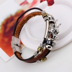 bracelet men Accessoires homme 2016 Tibetan silver men leather bracelet fashion male vintage parataxis dragon Multilayer jewelry