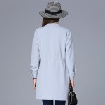 cashmere coat female Europe Autumn 2016 large size women long coat lapel thin models female drawstring coat women