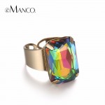 eManco fashion rings for women & ladies 15 colors geometric creat crystal ring adjustable bijouterie rings 2017