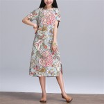 fashion cotton linen vintage print plus size women casual loose long autumn spring dress party vestidos femininas dresses 2017