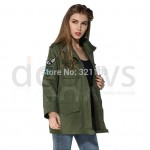 fashion slim army green jacket,short style and long style with cap clothing,spring beautiful jacket