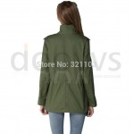 fashion slim army green jacket,short style and long style with cap clothing,spring beautiful jacket