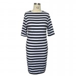 fashionable Striped Autumn women dresses big sizes NEW 2017 plus size women clothing Knee-Length dress casual o-neck loose dress