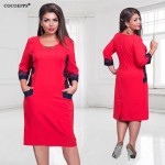 fashionable office women dresses Large size casual o-neck Long sleeve bodycon Dress 2018 plus size women clothing  winter dress