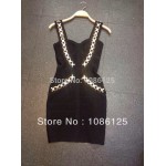 free shipping!!! Women's Metal Embellished Slim Bodycon Celebrity Club HL Bandage Dress