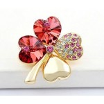 free shipping promotion summer charm top quality Austrian Crystal four leaf clover Brooch 19 colors fashion jewelry accessories