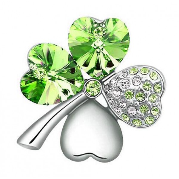 free shipping promotion summer charm top quality Austrian Crystal four leaf clover Brooch 19 colors fashion jewelry accessories