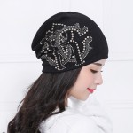 girl beauty beanie designer customized novelty winter hats for women bling crystal pattern casual skullies hat woman brand gorro