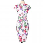 iiiher Women Summer Pencil Dresses 2016 Retro Vintage 50s Rockabilly Dress Sleeveless Work Sexy Floral Office Bodycon Vestidos 