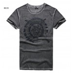 men's Slim T-shirt men tops short sleeve Retro printed washed brand luxury t-shirt European style 2016 top fashion summer