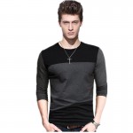 men's cotton t-shirts new arrival large size long sleeve patchwork slim T-shirt homme men clothing casual V-neck Tops & Tees